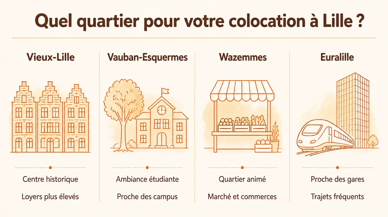 Repères par quartier pour une colocation à Lille